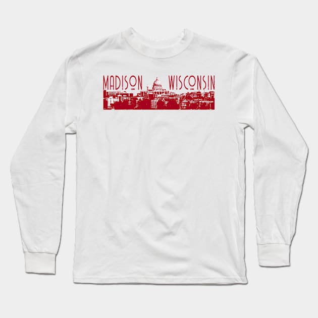 Madison Wisconsin Skyline Long Sleeve T-Shirt by zsonn